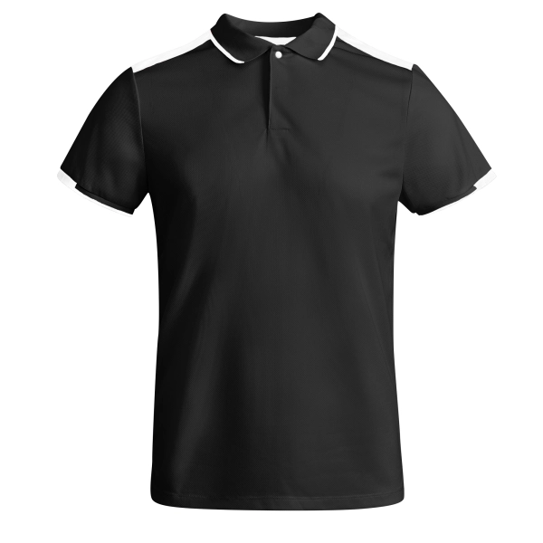 Męska elegancka koszulka polo czarna białe wstawki roz. 3XL